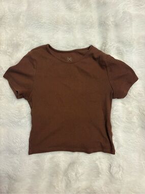 Asics Brown Short Sleeve Ribbed Tee